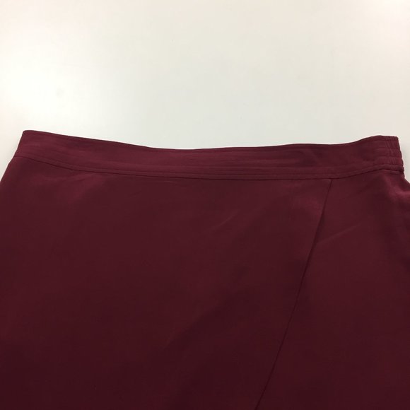 MADEWELL Berry 100% Silk High Low Hem Front Overlay Pull On Skirt - Picture 4 of 8